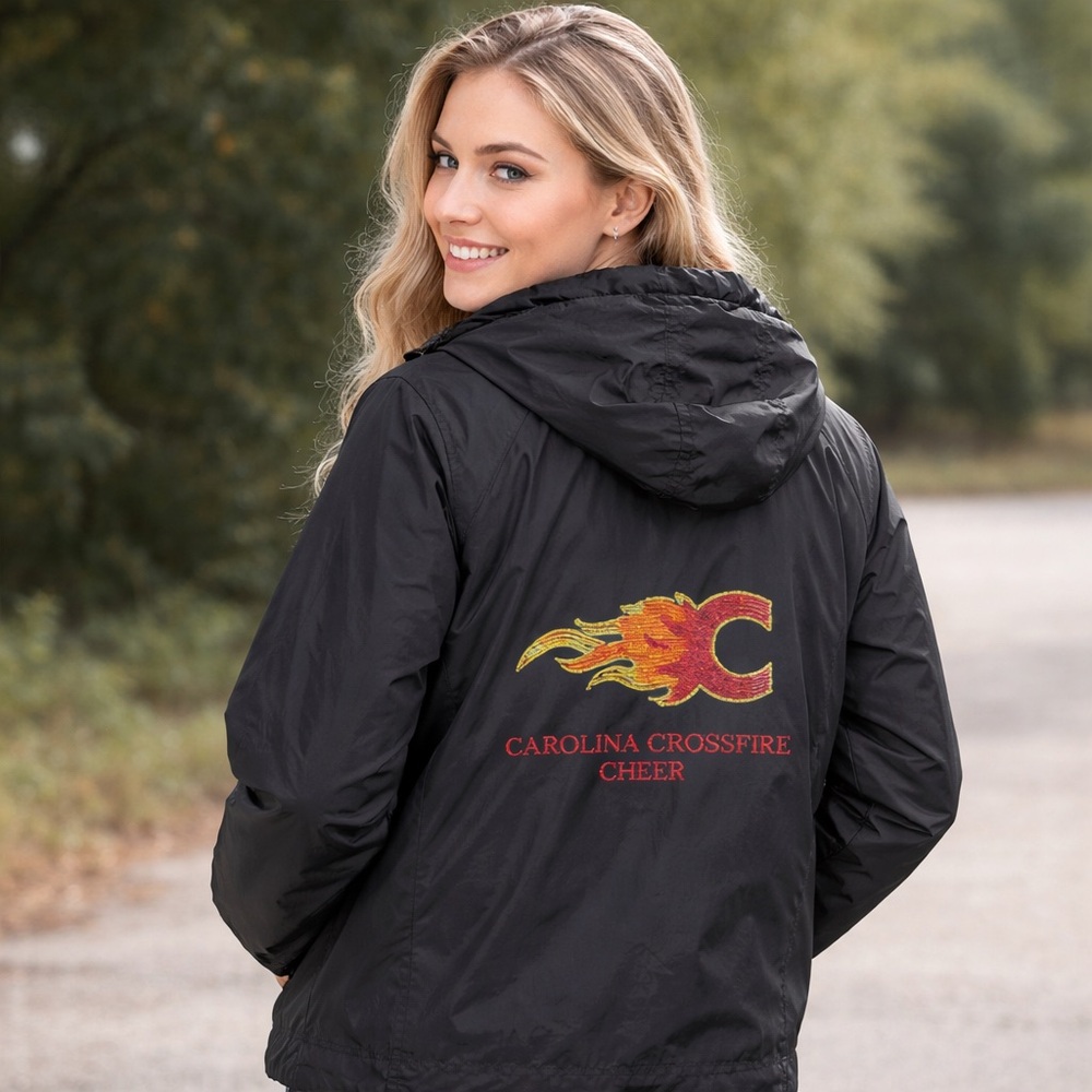 Chestnut Hill Carolina Crossfire Cheer‎ Jacket Medium Black Windbreaker Logo